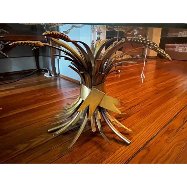 Mid 20th Century Coco Chanel Style Gilt Wheat Glass Coffee Table Hollywood Regency For Sale - Image 5 of 11
