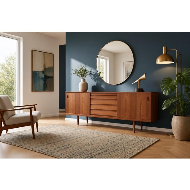 Danish Teak Sideboard with Sliding Doors, 1960s For Sale - Image 6 of 18