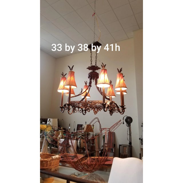 Amazing French country style kitchen or dining room light. Great condition and lots of details...vintage custom fabric...