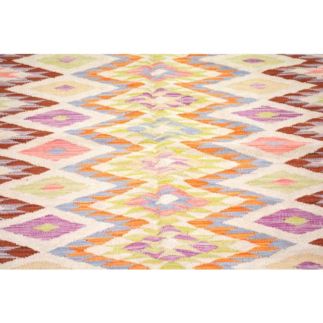 Traditional Contemporary Afghan Maimana Hand Woven Flatweave Wool Rug,5'5"X7'8" For Sale - Image 3 of 5