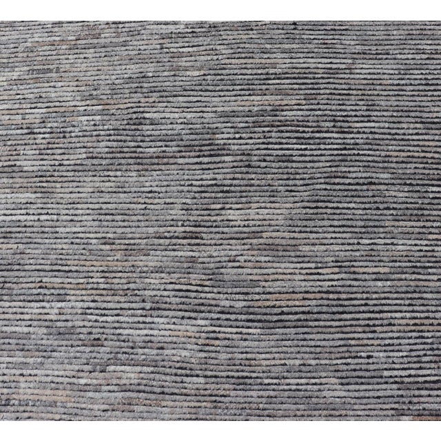 Modern Moroccan Style Tribal Long Runner in Shades of Gray All-Over Design For Sale - Image 4 of 10