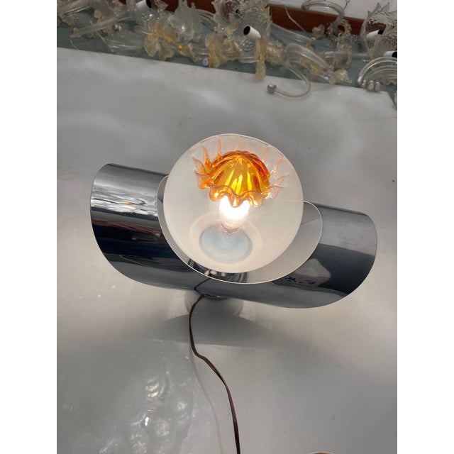 Mid-Century Modern Chrome Murano Sconces from Mazzega, 1970s, Set of 2 For Sale - Image 3 of 12