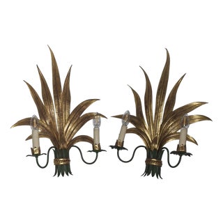 Florentine Wall Lamps in Colored Metal, 1960s, Set of 2 For Sale