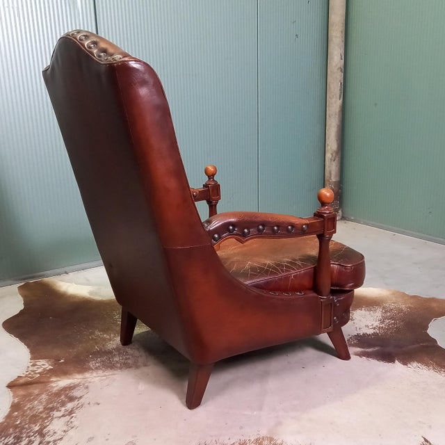 Cowhide Leather Library Armchair, 1960s For Sale - Image 10 of 17