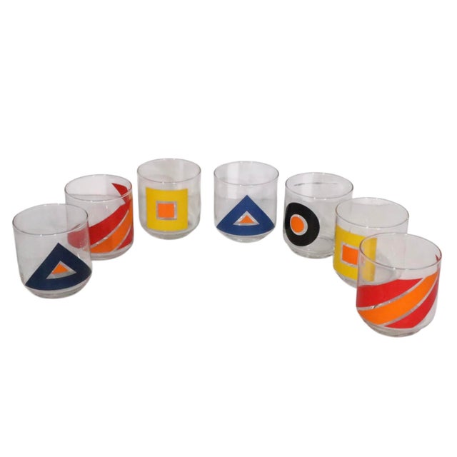 Libbey Glass Co. 1970s Libbey Bold Super Graphic Mod Glasses - Set of Seven For Sale - Image 4 of 11