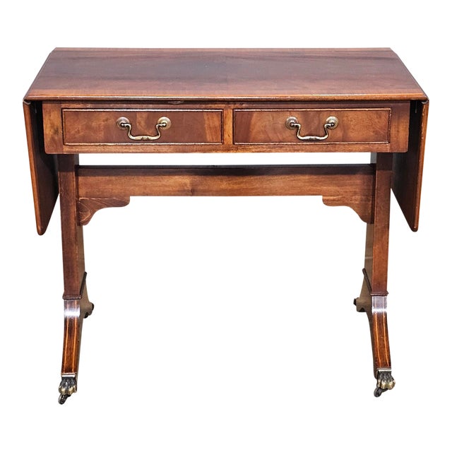 Late 20th Century Yorkshire House Regency Style Mahogany Hall Table Council Table Brass Paw Feet For Sale