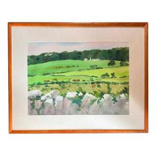 Original Landscape Watercolor Painting, Signed For Sale