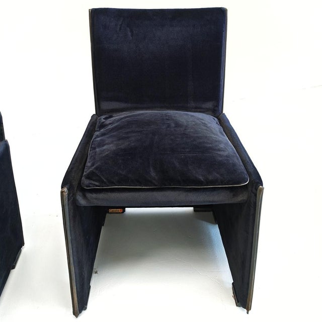 Blue Velvet Model 401 Break Chairs by Mario Bellini for Cassina, 1980s, Set of 4 For Sale - Image 18 of 18