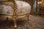 French 1970 French Louis XVI Gold Beech Damask Bergères - Pair For Sale - Image 3 of 14