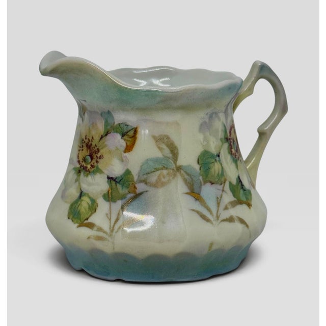 Vintage Bavarian Porcelain Creamer — Hand-Painted Floral, Ribbed Body, Red “Germany” Mark For Sale - Image 12 of 12
