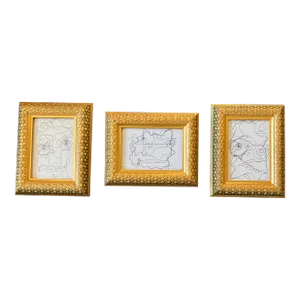 1980’s 3 Wayne Cunningham Small Abstract Ink Drawings Framed-Set of 3