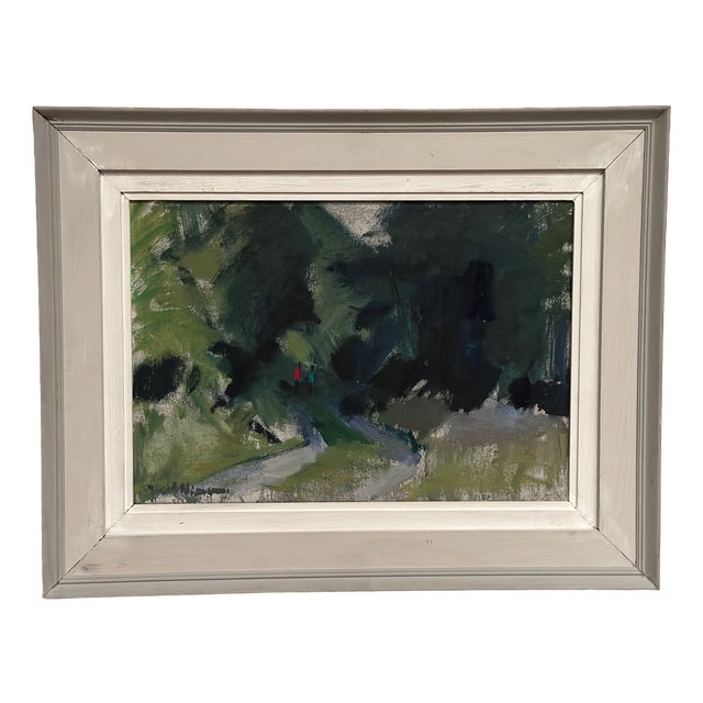 Karl Niemann, Figures on Winding Path, 1950s, Oil Painting on Canvas, Framed For Sale
