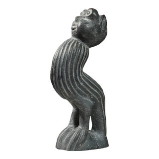 Vintage Surrealist Folk Art Bird/Worm Stone Sculpture by Ephraim Chaurika, Signed For Sale