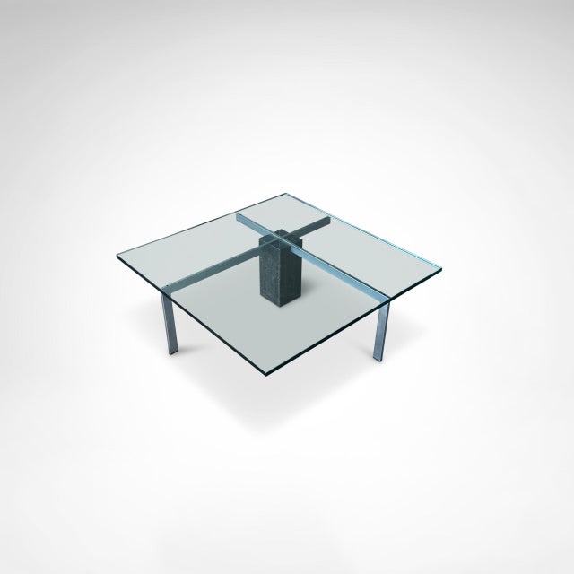 KW1 glass, metal and granite coffee table by Hank Kwint for Metaform 1980s Postmodern Dutch design coffee table by Hank...