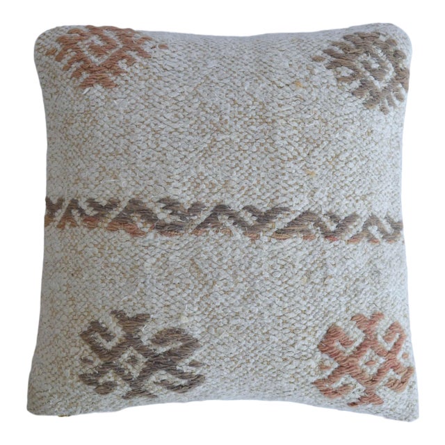 Hand-Woven Hemp Kilim Throw Pillow Cover For Sale