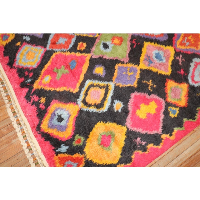 Black Late 20th Century Contemporary Turkish Tulu Rug, 6'4'' X 8'4'' For Sale - Image 8 of 10
