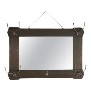 Antique Arts & Crafts Stickley Brothers School Oak Hall Mirror & Hat Hooks Circa 1910