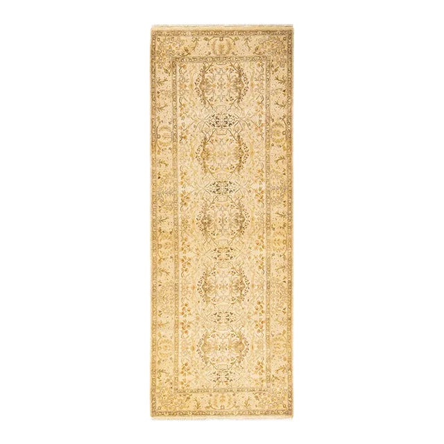 Mogul, One-of-a-Kind Hand-Knotted Runner Rug - Ivory, 3' 0" x 8' 4" For Sale