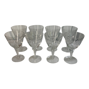 Vintage Mid-Century Modern Cut Crystal Vine & Leaf Water Goblets – Set of 8