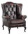 Chesterfield Wing Chair in Brown Cowhide Leather For Sale