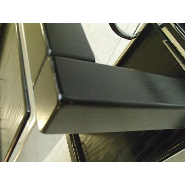 1970s Large Vintage Chrome & Black Oak Serving Cart For Sale - Image 5 of 10