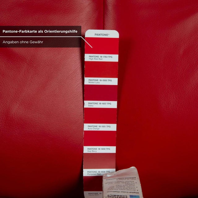 Set of Lounge Chair and Ottoman in Red Leather from Stressless For Sale - Image 6 of 16