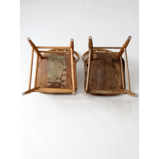 Pair Antique Farmhouse Windsor Dining Chairs For Sale - Image 9 of 9