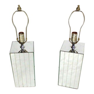 Vintage Mid-Century Mirrored Table Lamps - A Pair For Sale