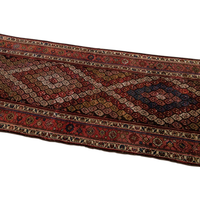 1900 - 1909 Antique Persian Kurd Handmade Allover Multicolor Wool Runner For Sale - Image 5 of 10