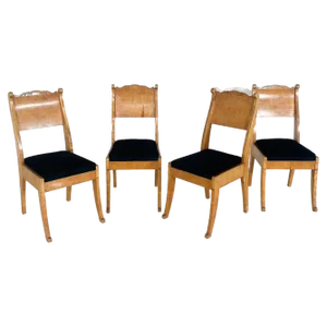 Russian Chairs in Birch Veneer, Early 19th Century, Set of 4