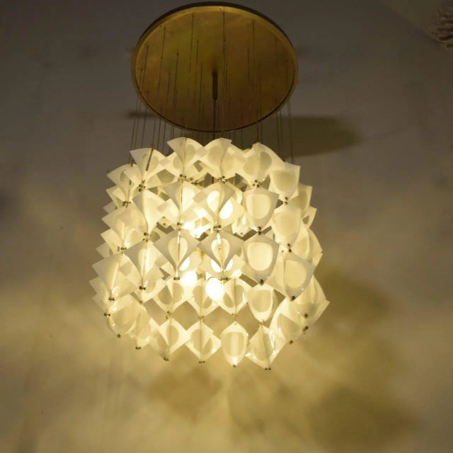 Italian Aluminum and Opaline Glass Ceiling Lamp from Mazzega, 1969 For Sale - Image 10 of 12