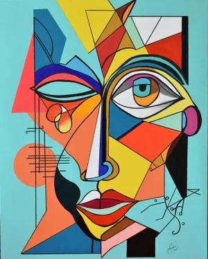Energetic Chromatic Abstract Portrait Painting by Percy Rivera
