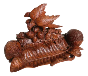 Large Exceptional Swiss Black Forest Double Inkwell, 1880