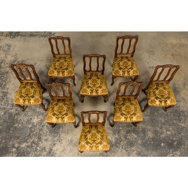 French Provincial Set of 8 Early 20th Century French Louis XV Style Walnut Dining Chairs For Sale - Image 3 of 18