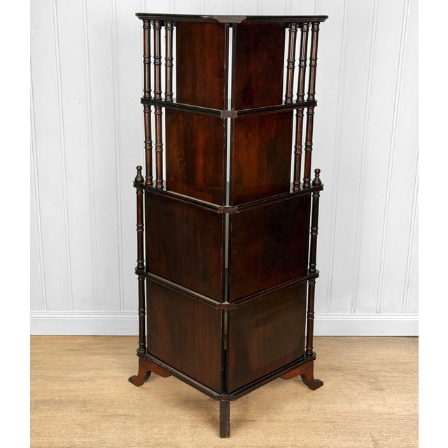 Antique Traditional Mahogany Corner Tiered Etagere Bookshelf For Sale - Image 4 of 14