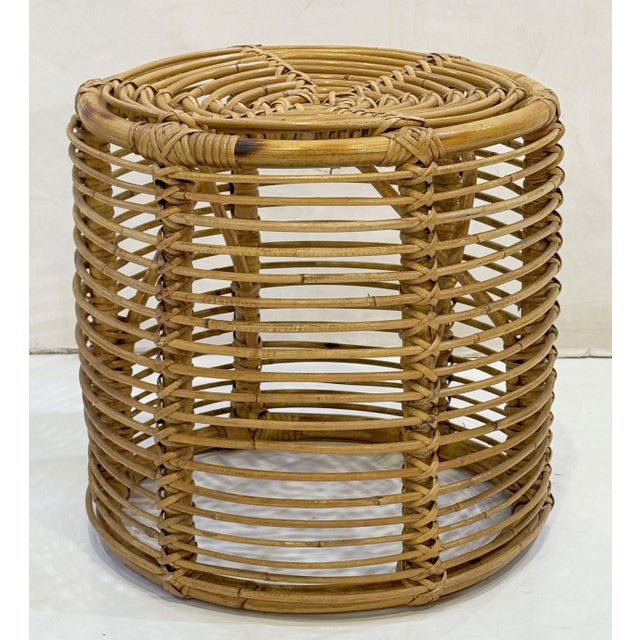 Mid 20th Century Mid-Century Modern Cane Wicker or Rattan Stools From Spain - Two Available For Sale - Image 5 of 8