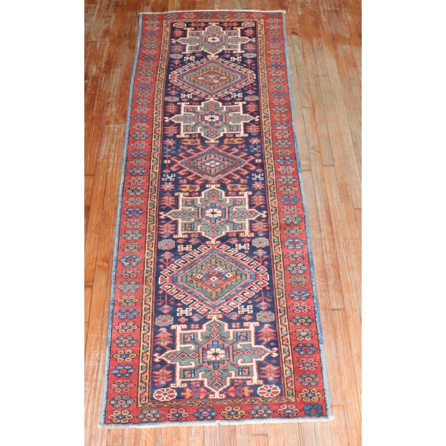 Textile Zabihi Collection Antique Navy Blue Heriz Runner - 2'10" x 9' For Sale - Image 7 of 9