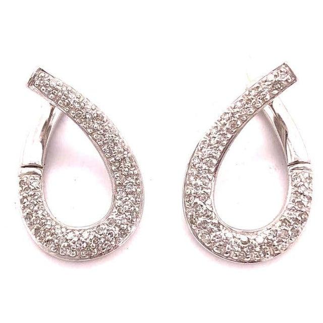 14 Karat White Gold Latch Back Earrings With .50 Total Diamond Weight For Sale - Image 9 of 12