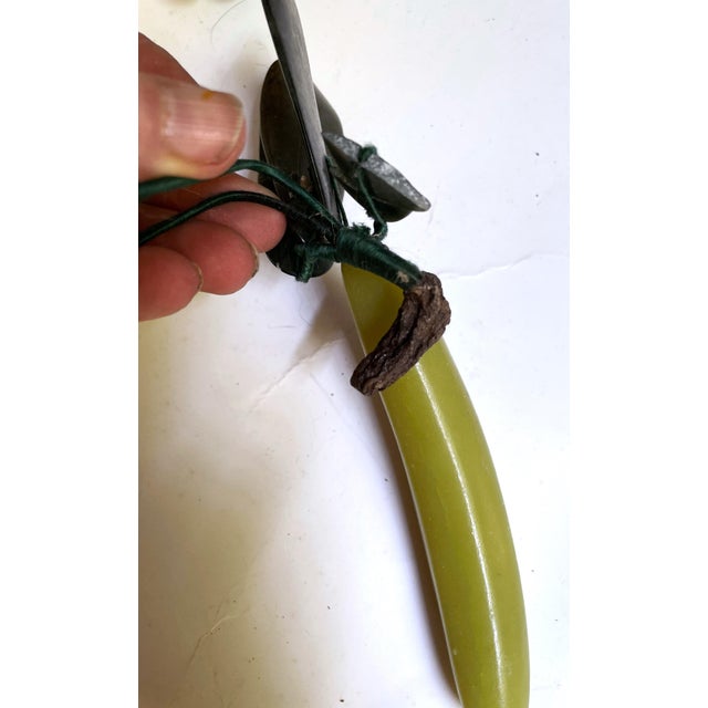 Yellow Mid 20th Century Asian Carved Hard Stone Exotic Fruit W/Jade Leaves Banana? For Sale - Image 8 of 8