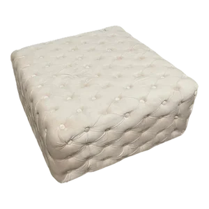 White Velvet Tufted Chesterfield Ottoman