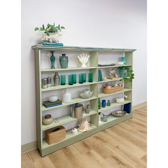 Handmade Seafoam Coastal Wood Shelf Weathered Vintage Display Storage 10 Shelves For Sale In Tampa - Image 6 of 12