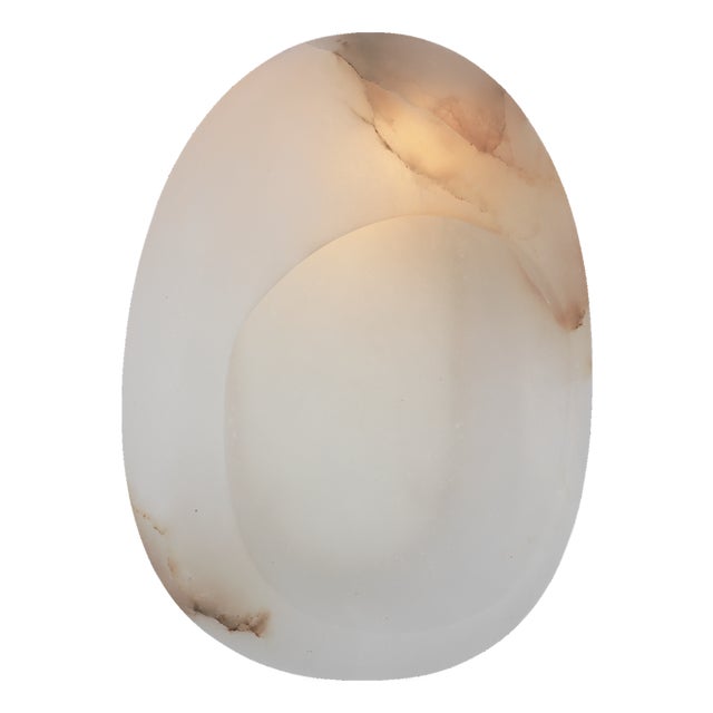 Kelly Wearstler for Visual Comfort Signature Esculpa 14" Rounded Wall Light in Alabaster and Polished Nickel For Sale