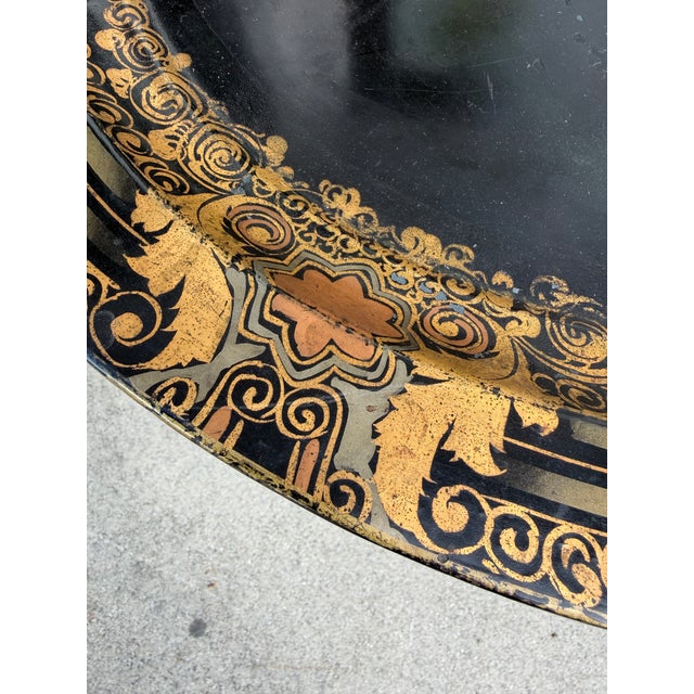 Antique Black Role and Burl Walnut Tray Top Side or Cocktail Table For Sale In Los Angeles - Image 6 of 6