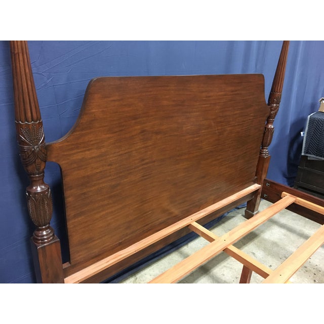 Leighton Hall Furniture Traditional Mahogany Rice Carved Poster Bed by Leighton Hall - Showroom Sample For Sale - Image 4 of 6