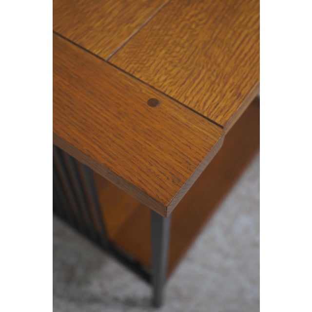 Wood Pair Stickley Mission Oak Iron Base Lamp Tables For Sale - Image 7 of 15