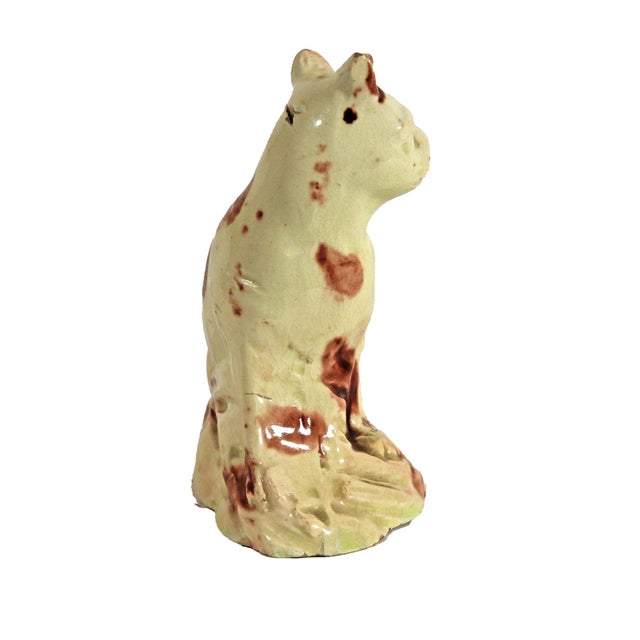 English Creamware Pottery Toy Cat, Whieldon-Type Manganese Sponged Figure For Sale - Image 9 of 9