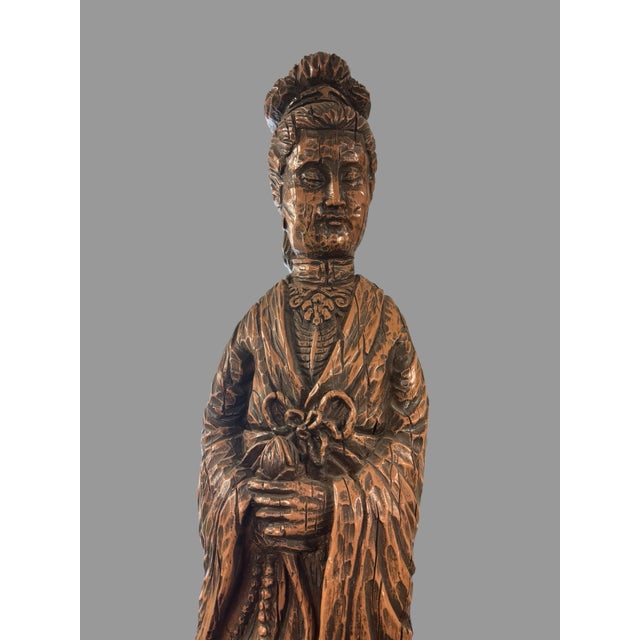 1970s Pair of Vintage Universal Statue Chicago 36" Figural Oriental Man & Lady Statues For Sale - Image 5 of 11
