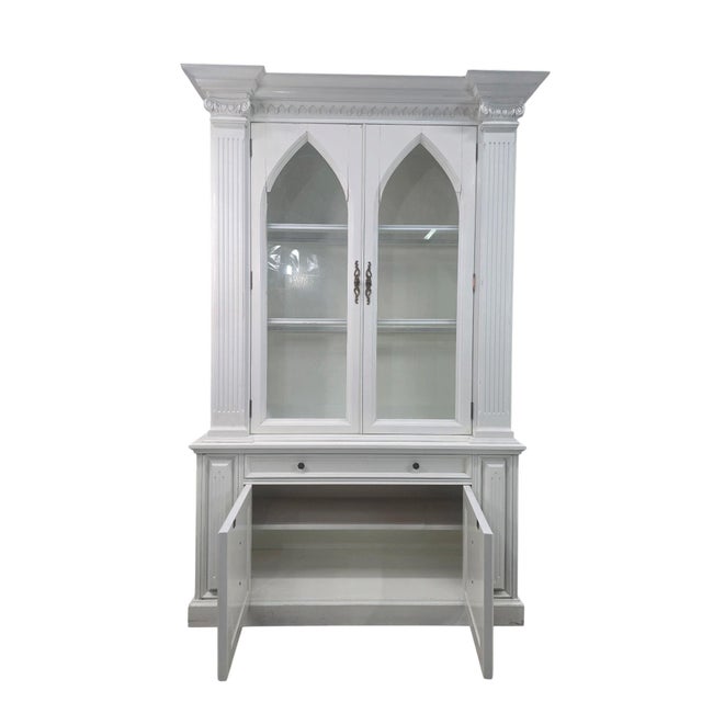 White Vintage Gothic Revival White Display Cabinet For Sale - Image 8 of 9