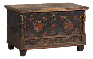 Antique Chest with Floral Decoration, 1920s