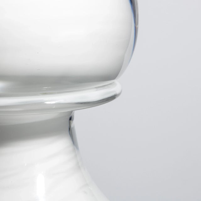 White Hand Blown Murano Bottle in Crystal White Large For Sale - Image 8 of 10